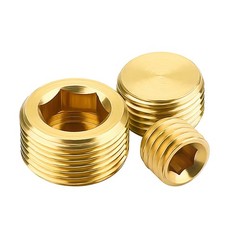 Brass Pipe Plug Male Thread Hexagon Internal Head Socket Fitting Brass Cap Bung