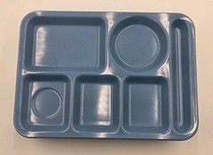Lot 12 Carlisle N43981 6-Compartment Blue Speckled Cafeteria Food Trays 10″x 14″