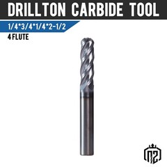 1/4″ 4 Flute 2-1/2″ Overall Length Ball Nose Solid Carbide End Mill AlTiN Coated