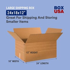 BOX USA Multi-Depth 24 x 18 x 12 Single Wall Cardboard Boxes (10-Pack) | Large C