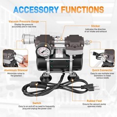 Lab Vacuum Pump Oilless Vacuum Pump 180W 50L/Min w/ Pressure Gauge,Silencer