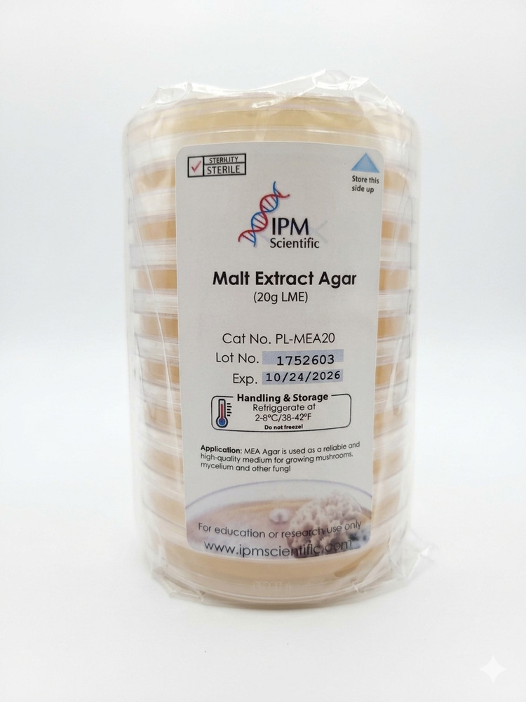 Malt Extract Agar (MEA) Pre-Poured Petri Dishes – 20g LME for Mushroom & Fungi