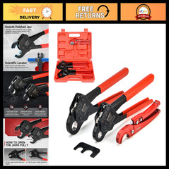 PEX Pipe Crimping Tool Set – 1/2″ & 3/4″ Angle Head Crimper with Cutter, Tight S