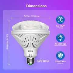 SANSI RGB LED Light Bulb 4000LM 40W(260W Equivalent) Dimmable with Timing Remote