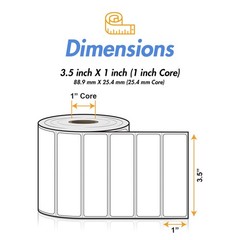 3.5″ x 1″ Direct Thermal Label, 1 Inch Core – 3.5 x 1 – 01 Roll, White