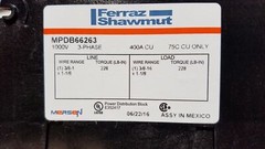 MERSEN Power Distribution Block MPDB66263. 3p, 1000V, 400A, 1 line, 1 load