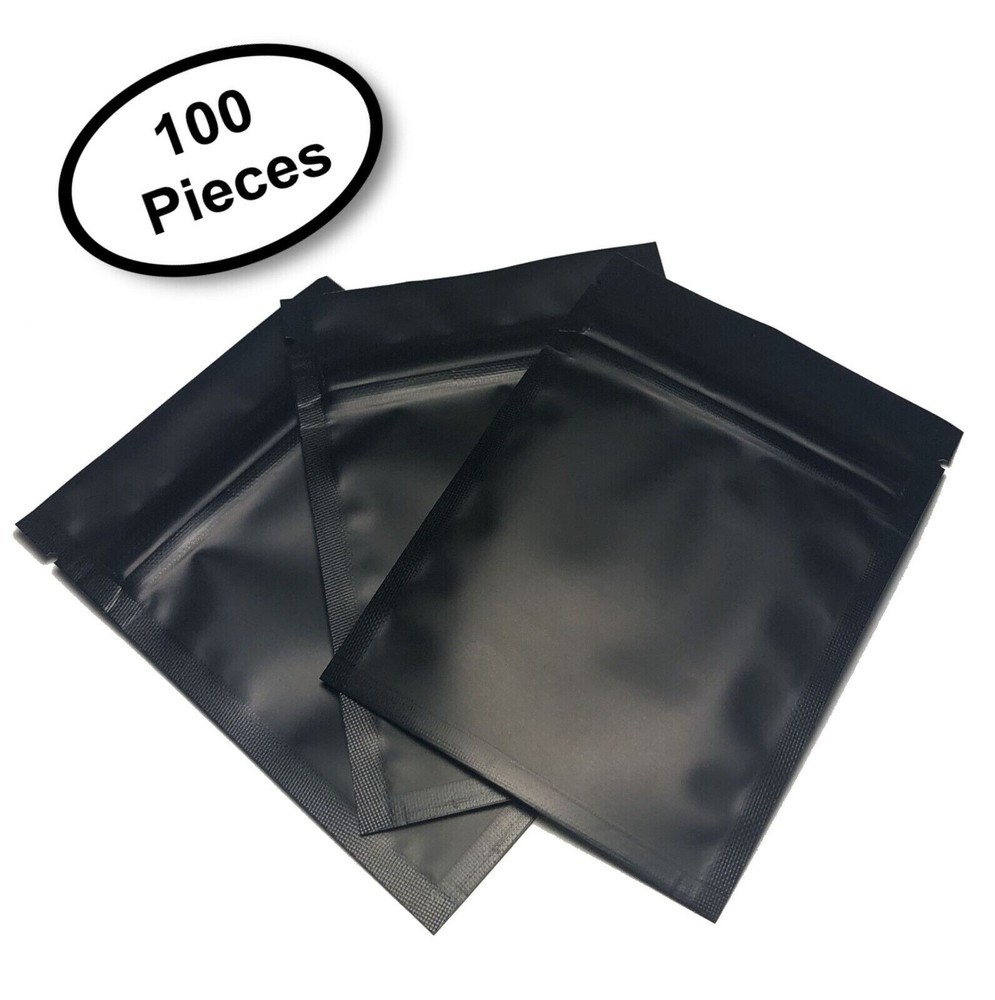 100 Premium 3×4″ Matte Black Small Double-Sided Mylar Foil Zip Storage Bags