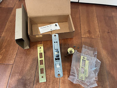 VTG NOS Russwin Elmhart 5048 Mortise door lock/cylinder/keys RH US3 mid century