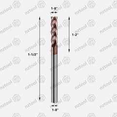 1/8″ 4 Flute TiSiN Coated Carbide End Mill for Aluminum, Steel, Plastic
