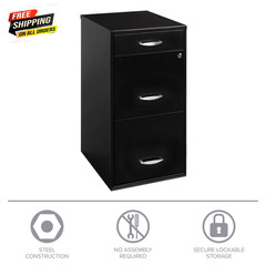 3 Drawer Letter Width Vertical File Cabinet with Pencil Drawer, Black 💪👌