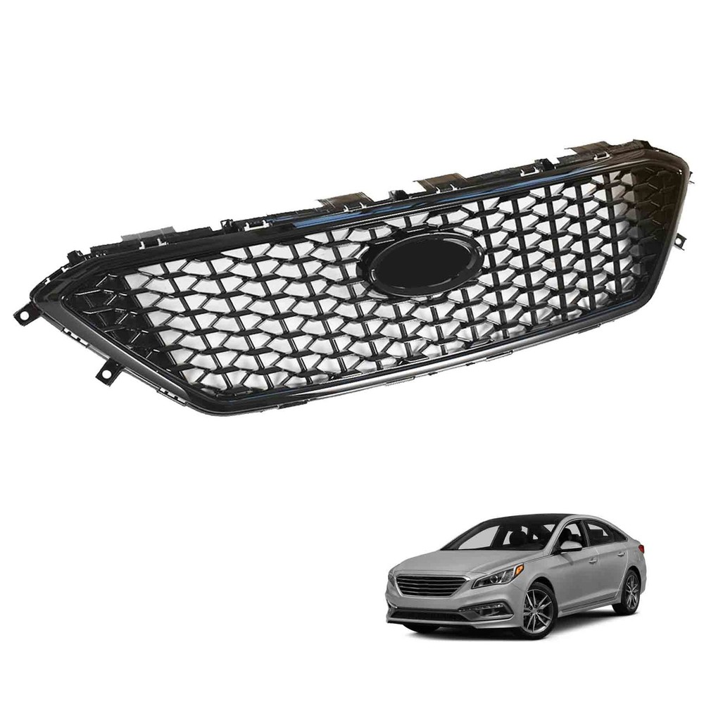 Front Upper Grille Chrome Honeycomb W/O Radar Hole 2015-2017 Sonata Sedan 4-Door