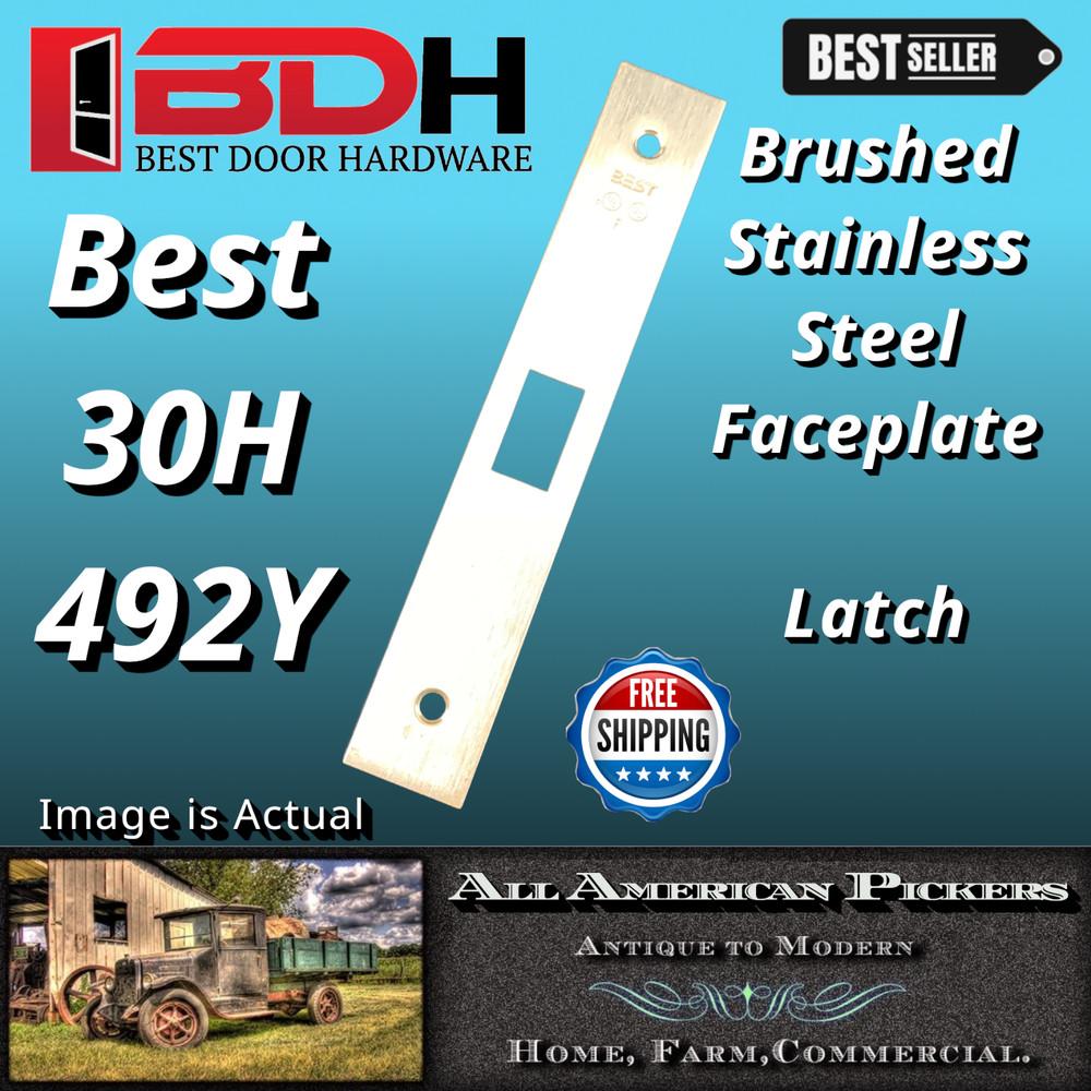 BEST 30H 492Y Commercial Door Lock Faceplate Latch, brushed Stainless