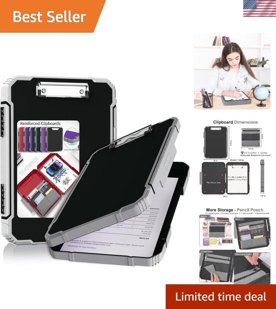 Thicker Clipboard with Storage, Internal Pen Pouch Included, A4 / Letter Size