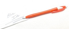 30 Misprint Click Pens: JAVALINA Hub Pen Lot WHITE & CORAL ORANGE 🍊 Blue Ink