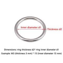 Metal O Ring Heavy Duty Solid Round Rings Welded Smooth A2 Stainless 15-150mm