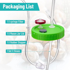 Upgraded Lliquid Culture Lid with Tubing for Media Extraction Standard Mason Jar