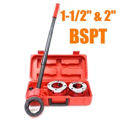 2pc BSPT PLUMBING HAND RATCHET PIPE THREADER 1-1/2″ & 2″ DIE HEAD ALLOY DIES