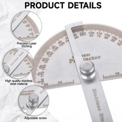 Protractor Angle Finder Arm Stainless Steel Measuring Ruler Tool 180 degree USA