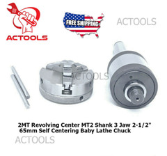 3 Jaw Self Centering Chuck 65mm With 2MT Shank Arbor High Quality Free Shipping