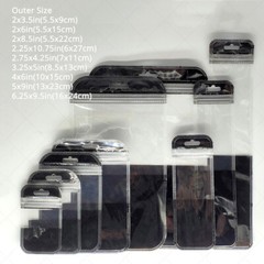 Multi-Size Clear/Black w/Clear/Clear Glossy Flat Mylar Zip Lock Bag w/ Hang Hole