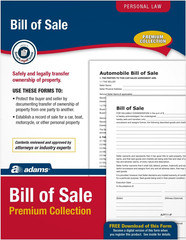Bill of Sale Forms Pack, Includes 2 Motor Vehicle and 2 General Bills of Sale, 8