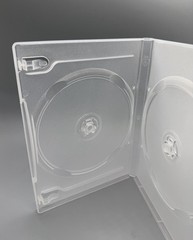3 14MM DOUBLE (2) DVD CASE BOX, BOOKLET CLIP, CLEAR, MADE IN US, DB14-2C-LR-N