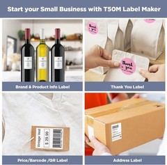 T50M Series Label Maker Tape, 2 Rolls 1.57” × 1.18” 40mm × 30mm 250 Labels/…