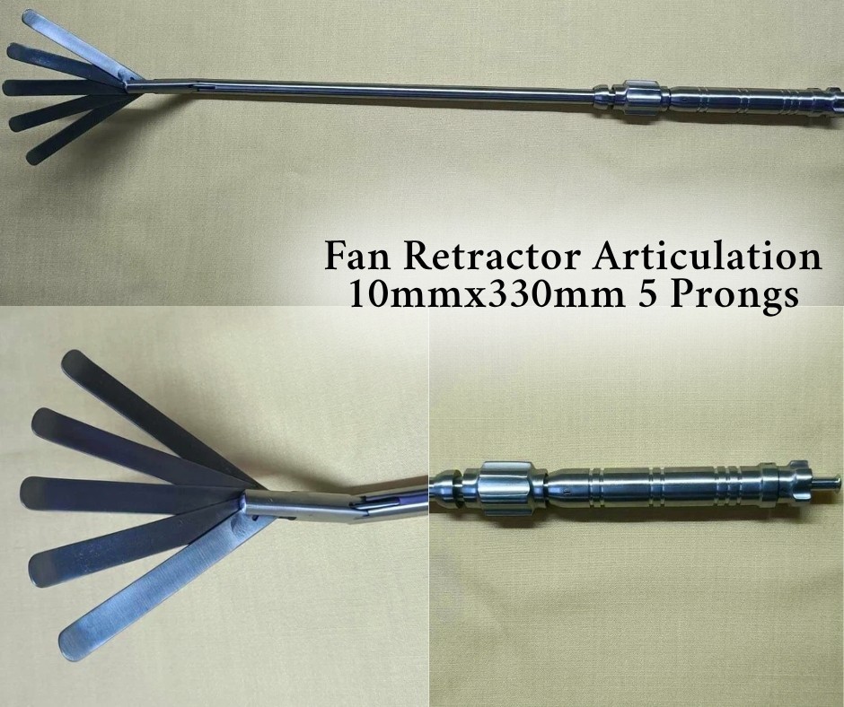 2PCS Laparoscopic Fan Retractor 5 Blades Articulation 10mmx330mm Instruments CE