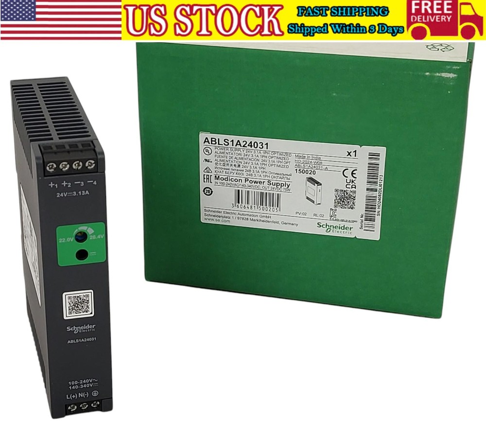 Schneider ABLS1A24031 Regulated Power Supply 100-240V AC, 24V 3.1 A Single Phase