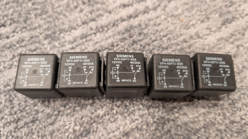 Siemens Automotive Power Relay VF4-45FH11, 12 Volts DC, 40/30A, 1 Inch, 5 Prong