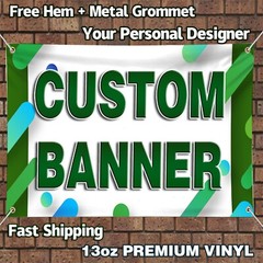 TFEN Custom Personalized Vinyl Banner-Premium 13oz Heavy Duty Semi-Gloss Vinyls