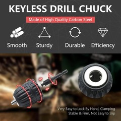 3/8″ Keyless Drill Chuck Adapter with 1/4″ Hex Shank for Impact Drivers