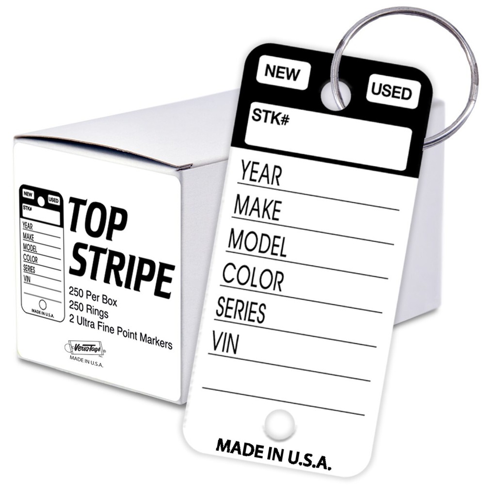 Plastic Key Tags Genuine Versa-Tag TOP STRIPE Key Tag w/ Markers Included