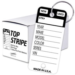Plastic Key Tags Genuine Versa-Tag TOP STRIPE Key Tag w/ Markers Included