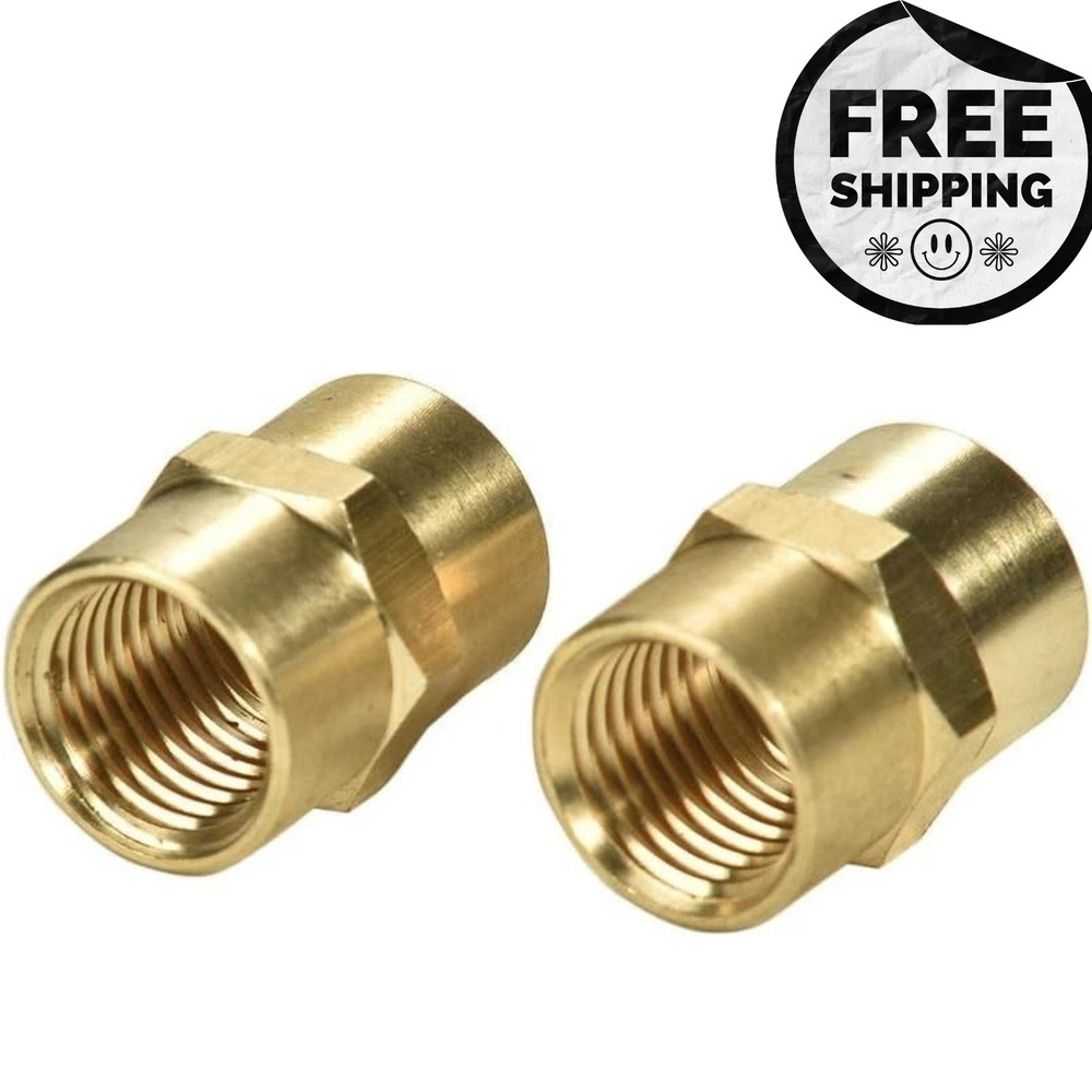 2 Pack 1/4″ X 1/4″ NPT Coupler, Brass Female Pipe Fitting (1/4″ X 1/4″ NPT Femal