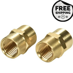 2 Pack 1/4″ X 1/4″ NPT Coupler, Brass Female Pipe Fitting (1/4″ X 1/4″ NPT Femal