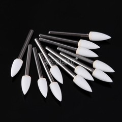 10packs Dental Flame Mounted White Stone Polishing Burs FG Abrasion Point Burs