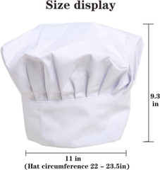 White Chef Hat for Men Women Adults,Elastic Band Adjustable Cotton Chefs Hat Hib