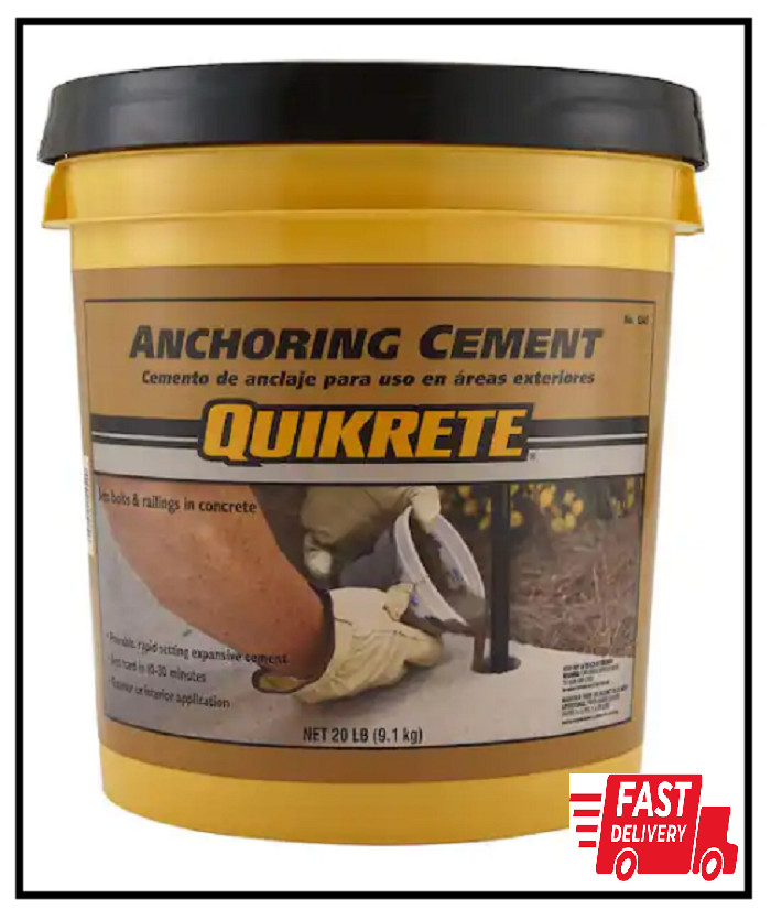Quikrete 20 lb. Gray Anchoring Cement – Quick-setting cement sets in 10-30 minut