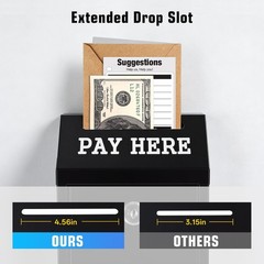 Black 10.24×5.7×2.95 Inch Metal Locking Cash Donation Box Slot Mount 4 Keys