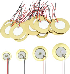 32Pcs Piezo Disc Transducer, 4 Sizes 20mm, 27mm, 35mm, 41mm, Contact Microphone