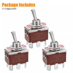 3X Heavy Duty DPDT ON/OFF/ON Toggle Switch 20A 125V/15A 250V Screw Terminals