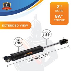2x8A Hydraulic Cylinder 2″ Bore 8 ASAE” Stroke Double Acting Tie-Rod SAE PORTS