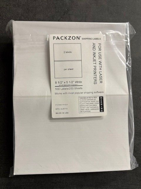250 Half Sheet Shipping Labels (8.5×5.5) 2 per Sheet 500 Labels laser or inkjet