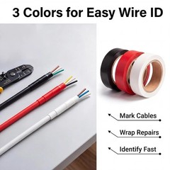 Waterproof PVC Electrical Tape Set – 5.1 Mil Insulation, 0.62 in x 32.8 ft Rolls