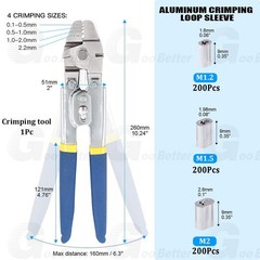 Wire Rope Crimping Swaging Tool Kit for Wire Cable Crimps Aluminum Double Barrel