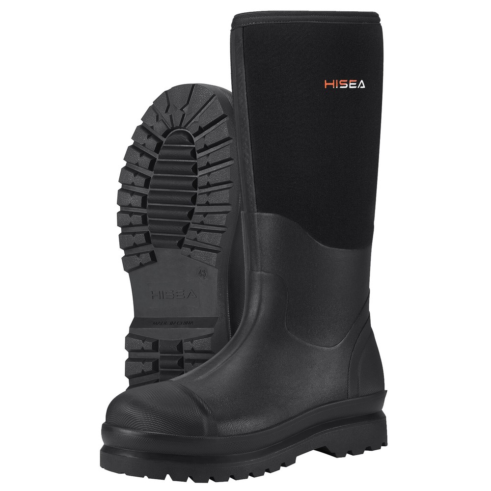 HISEA Men’s Rain Boots Rubber Neoprene Waterproof Fishing Hunting Working Boots