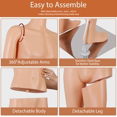 72″ Adjustable Male Mannequin Full Body Dress Form Life-Size for Clothing Shop