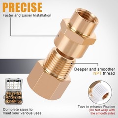 106PCS Brass Pipe Fittings Assortment Kit NPT Extension Adapter,Reducer Bushing,