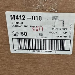 (QTY 50) Lasco M412-010 M412010 1″ 90° Elbow Fitting Schedule 40 MIPT X FIPT